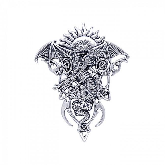 Celtic Dragon in Mystery ~ Sterling Silver Pendant by Courtney Davis TP3586