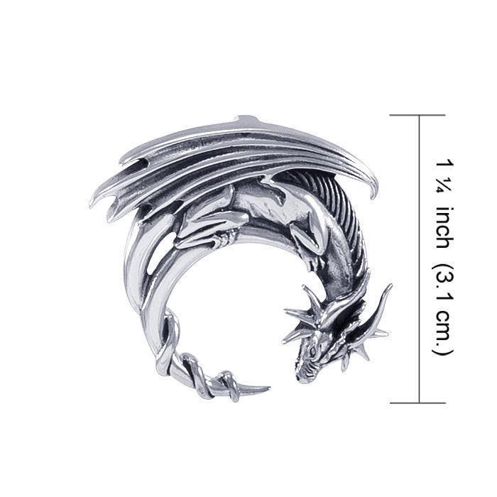 The Mystical Dragon – Guardian of the Moon Sterling Silver Pendant TP3605