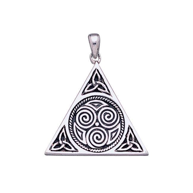 Celtic Triskele Pyramid Sterling Silver Pendant TP441