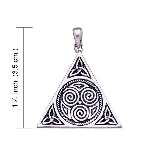 Celtic Triskele Pyramid Sterling Silver Pendant TP441