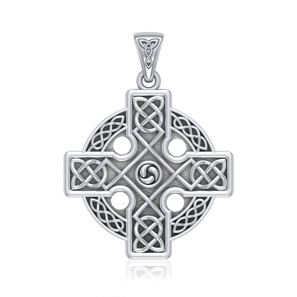 Celtic Cross Triquetra Sterling Silver Pendant TP477