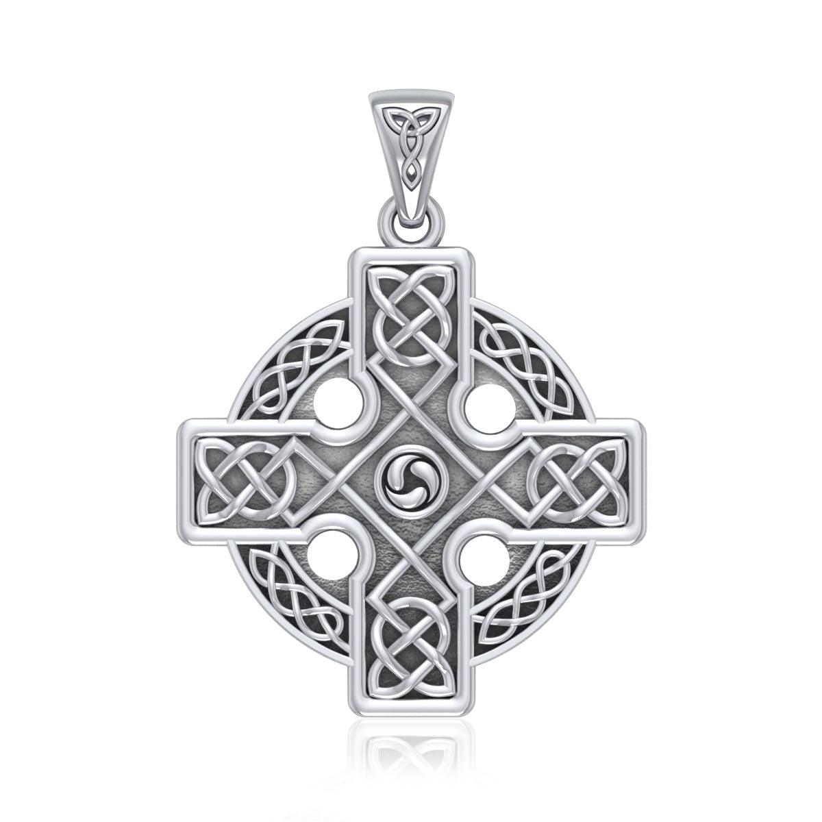 Celtic Cross Triquetra Sterling Silver Pendant TP477