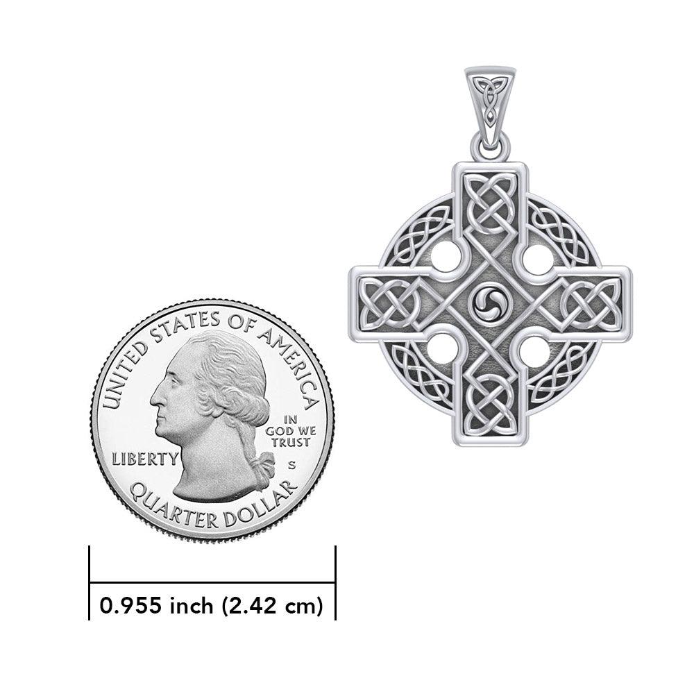Celtic Cross Triquetra Sterling Silver Pendant TP477