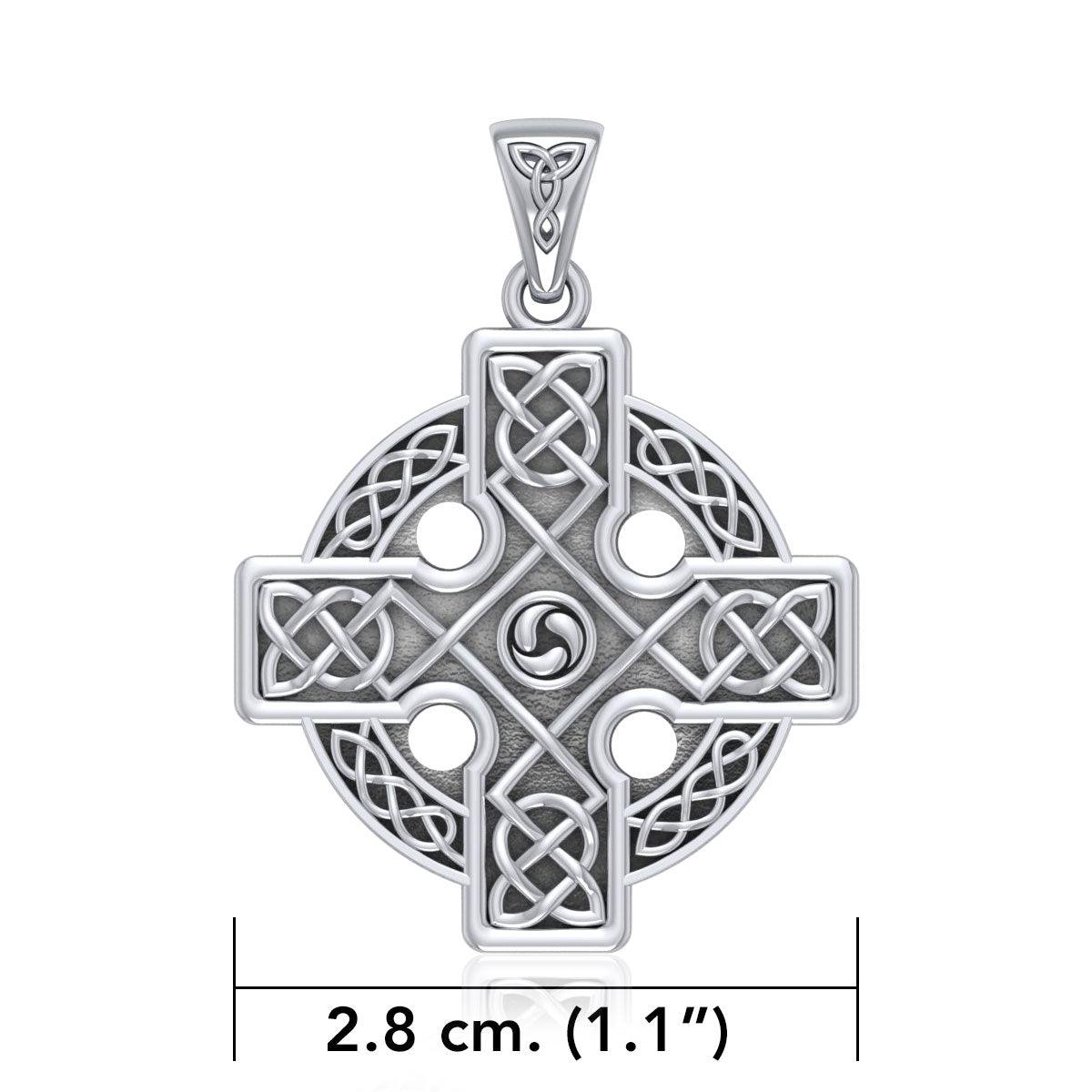 Celtic Cross Triquetra Sterling Silver Pendant TP477