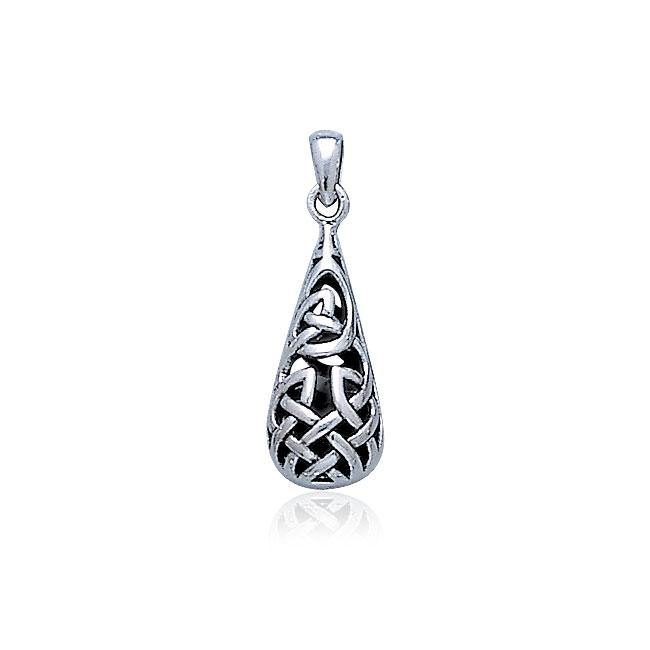 Celtic Knotwork Teardrop Sterling Silver Pendant TP544