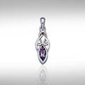 Celtic with Marquise Gemstone Silver Pendant TP856
