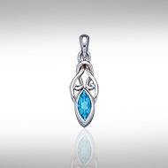 Celtic with Marquise Gemstone Silver Pendant TP856 | Pendant | Wiccan Center