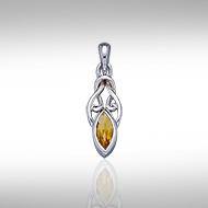 Celtic with Marquise Gemstone Silver Pendant TP856 | Pendant | Wiccan Center
