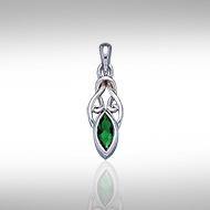 Celtic with Marquise Gemstone Silver Pendant TP856 | Pendant | Wiccan Center