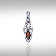 Celtic with Marquise Gemstone Silver Pendant TP856 | Pendant | Wiccan Center