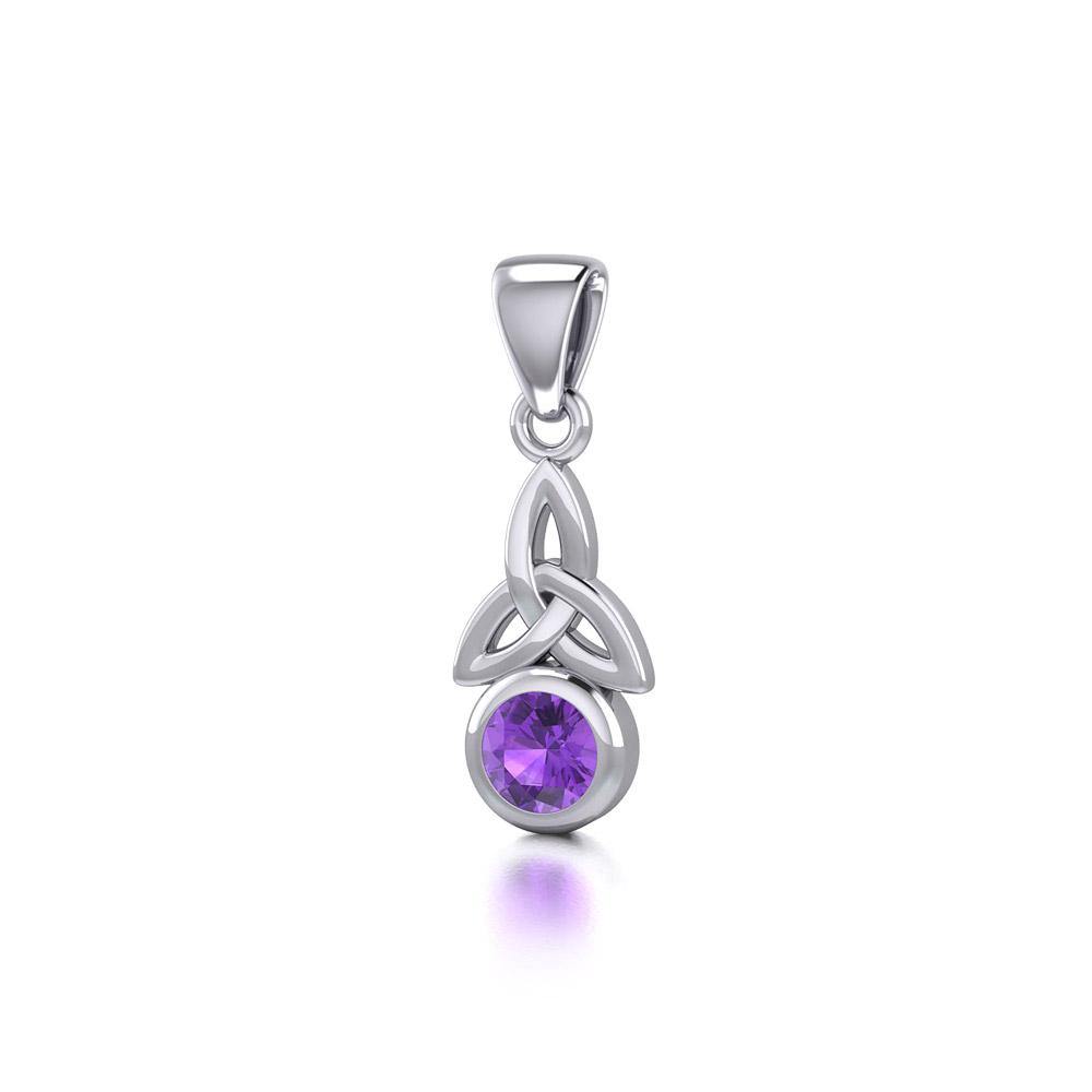 Celtic Trinity Knot with Birthstone Sterling Silver Pendant TP858