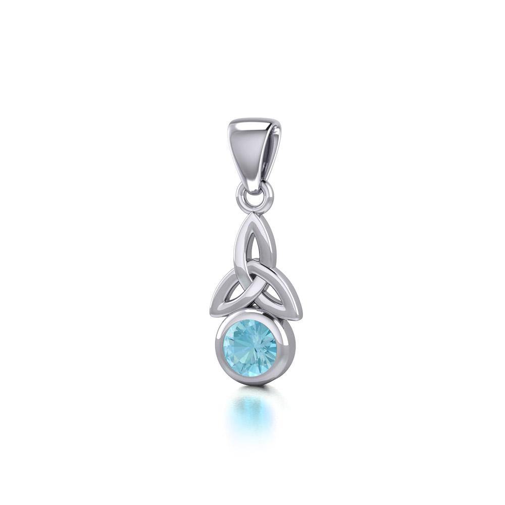 Celtic Trinity Knot with Birthstone Sterling Silver Pendant TP858