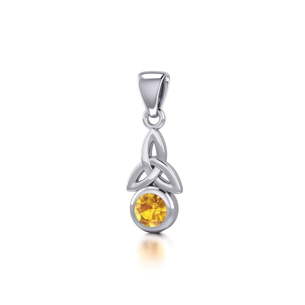 Celtic Trinity Knot with Birthstone Sterling Silver Pendant TP858