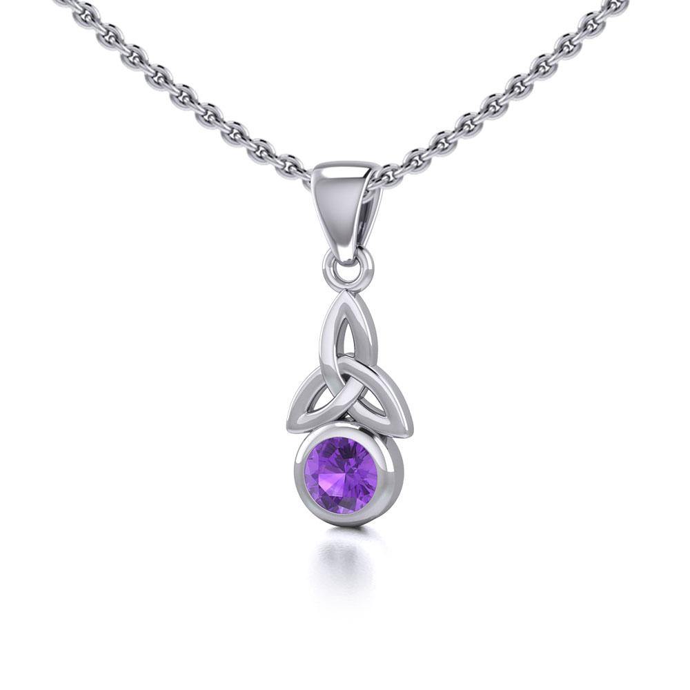 Celtic Trinity Knot with Birthstone Sterling Silver Pendant TP858