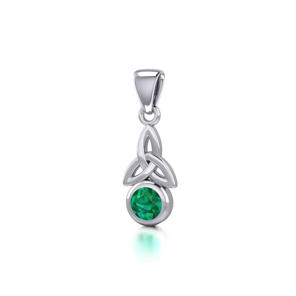Celtic Trinity Knot with Birthstone Sterling Silver Pendant TP858