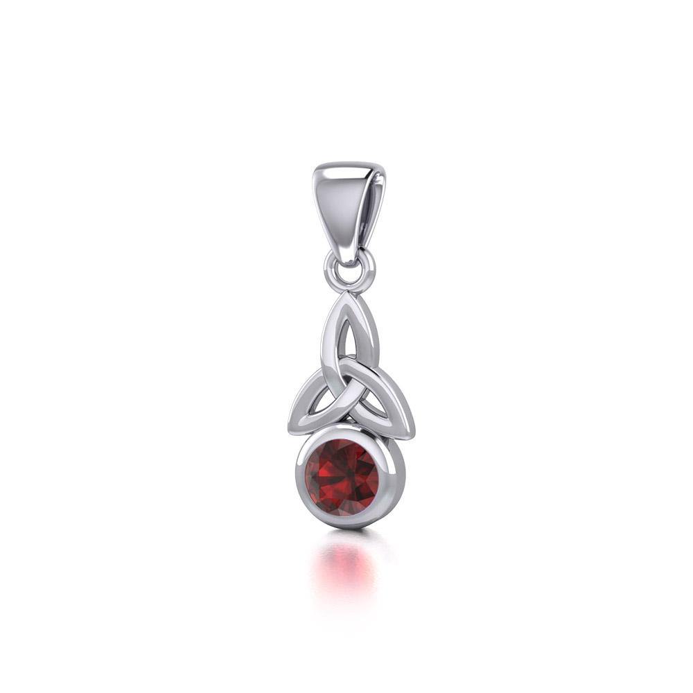 Celtic Trinity Knot with Birthstone Sterling Silver Pendant TP858