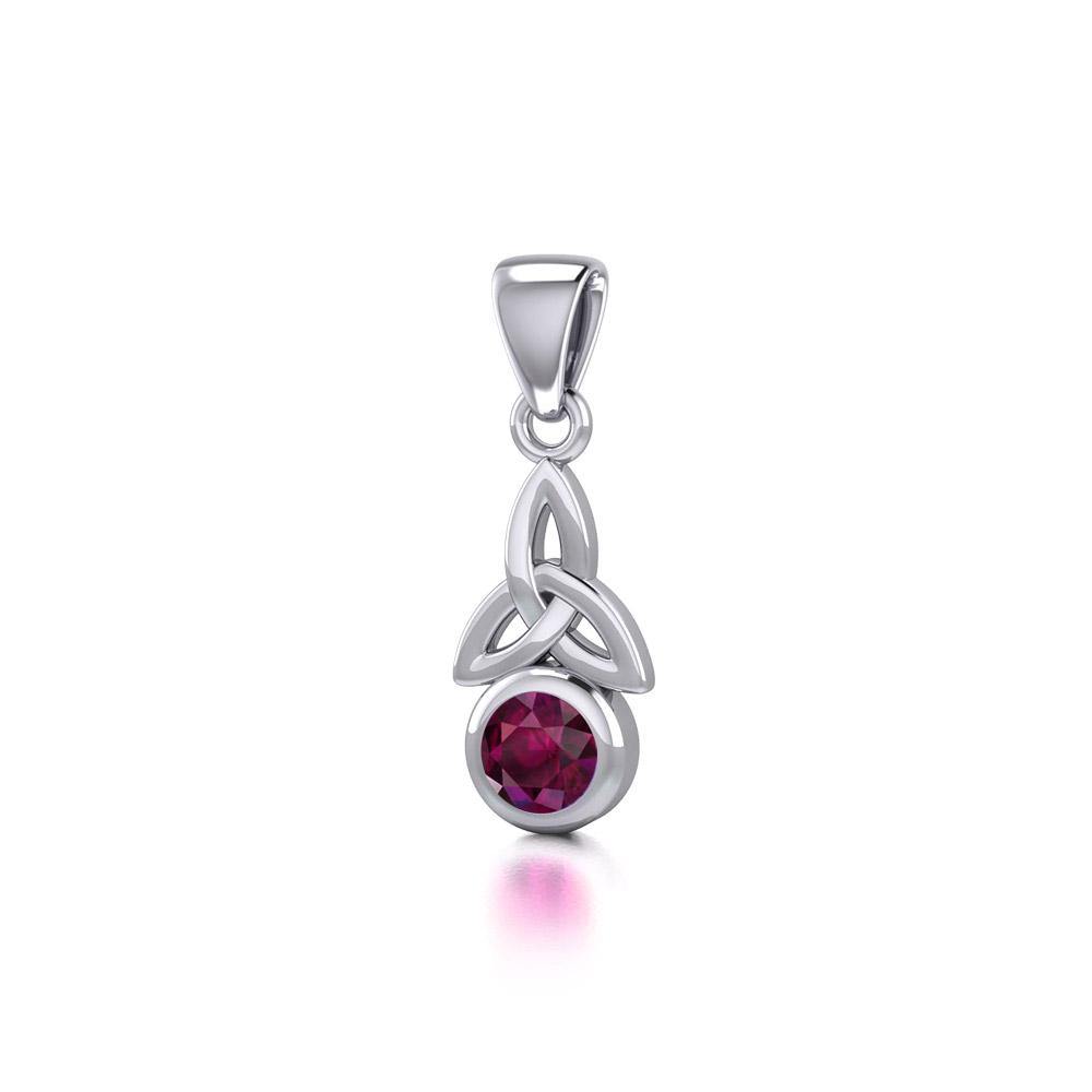 Celtic Trinity Knot with Birthstone Sterling Silver Pendant TP858