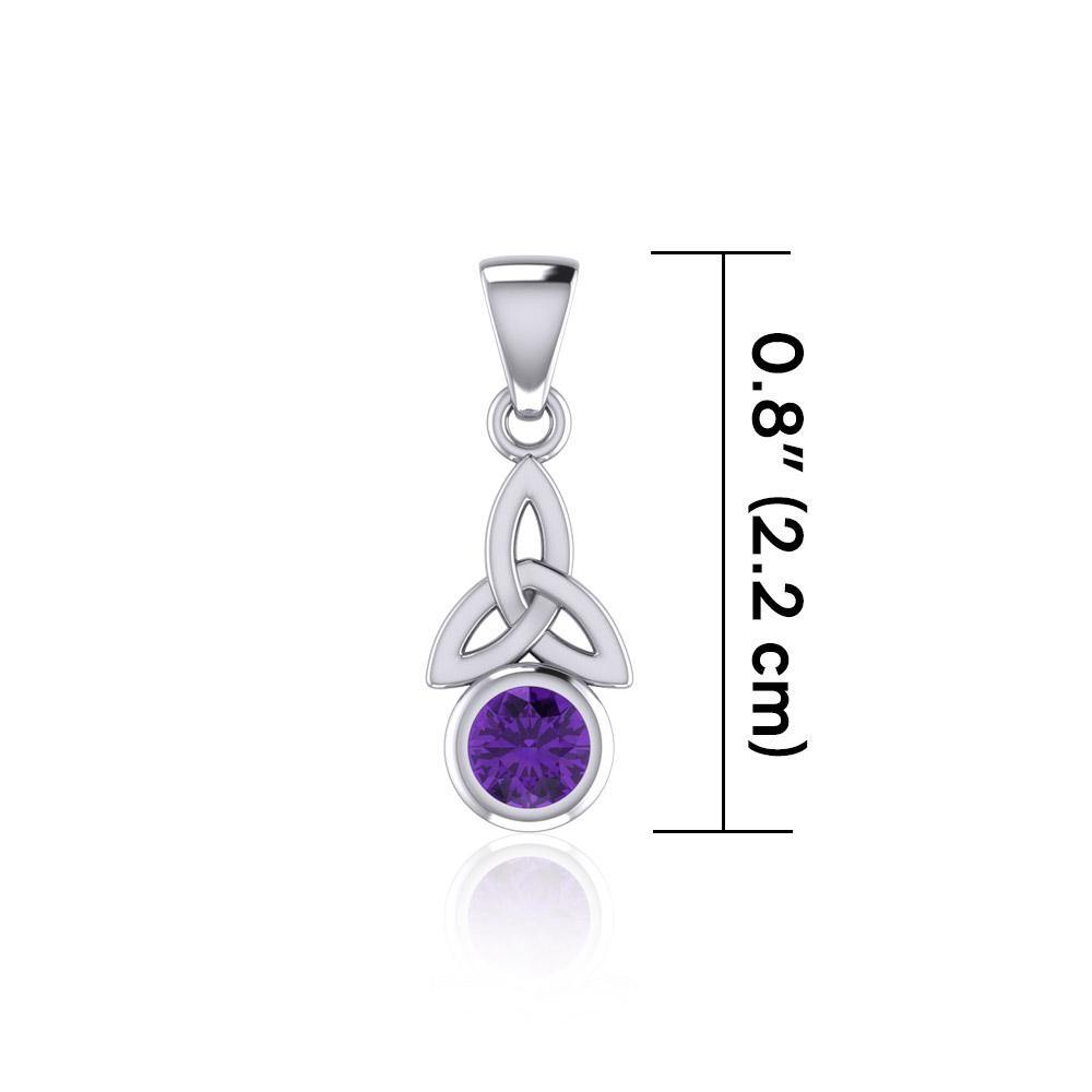 Celtic Trinity Knot with Birthstone Sterling Silver Pendant TP858