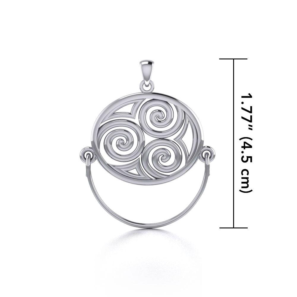 Celtic Triskele Sterling Silver Charm Holder Pendant TP921