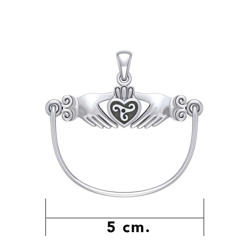 Celtic Triskele Claddagh Charm Holder Sterling Silver Pendant TP942