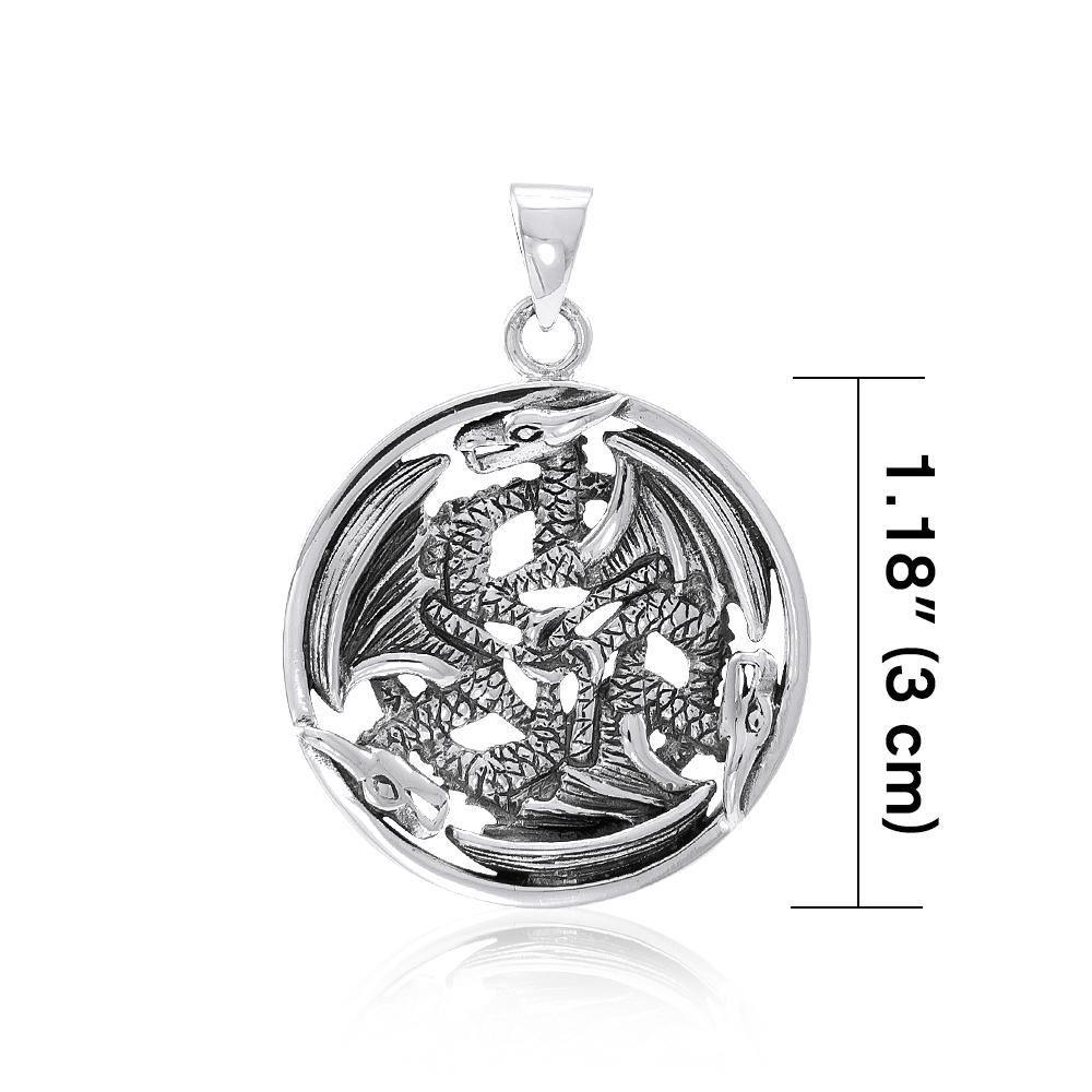 Triple Dragon Sterling Silver Pendant TP965