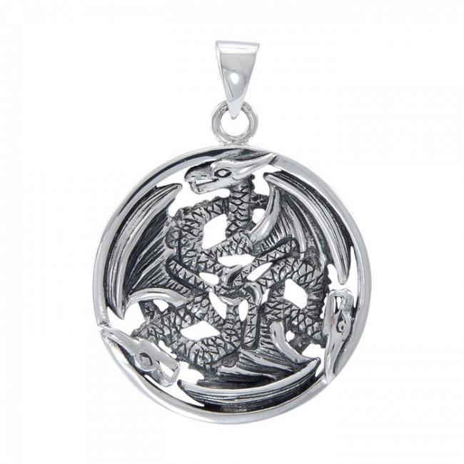 Triple Dragon Sterling Silver Pendant TP965
