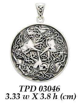 Celtic Knotwork Horse Sterling Silver Pendant TPD3046
