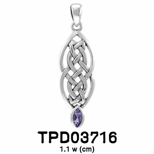 Celtic Knotwork Sterling Silver Pendant with Gemstone TPD3716
