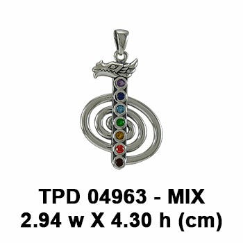 Cho Ku Rei Dragon Head Sterling Silver Pendant Chakra TPD4963 Reiki Healing Jewelry