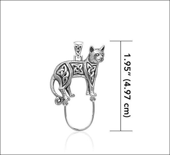 Celtic Cat Sterling Silver Charm Holder Pendant TPD5101