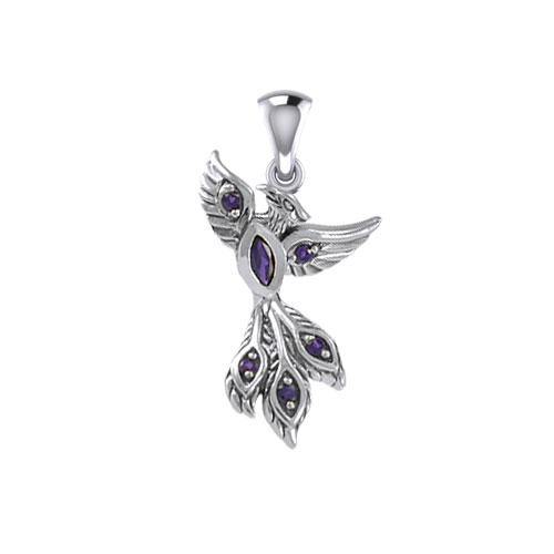 Alighting breakthrough of the Mythical Phoenix Sterling Silver Pendant with Gems TPD5407