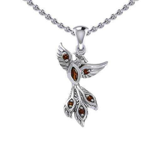 Alighting breakthrough of the Mythical Phoenix Sterling Silver Pendant with Gems TPD5407
