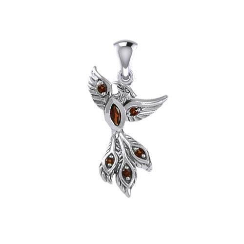 Alighting breakthrough of the Mythical Phoenix Sterling Silver Pendant with Gems TPD5407