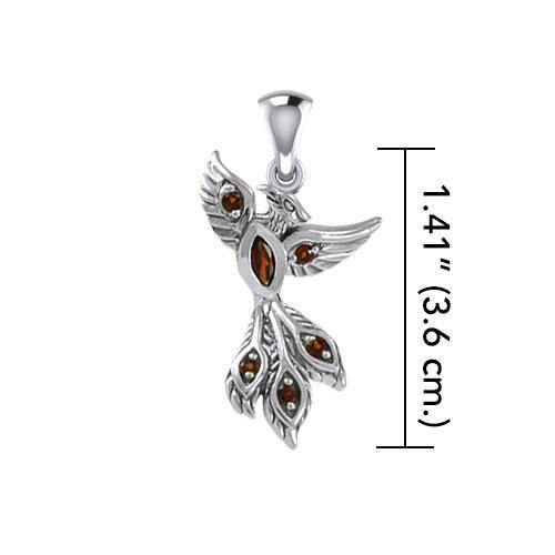 Alighting breakthrough of the Mythical Phoenix Sterling Silver Pendant with Gems TPD5407