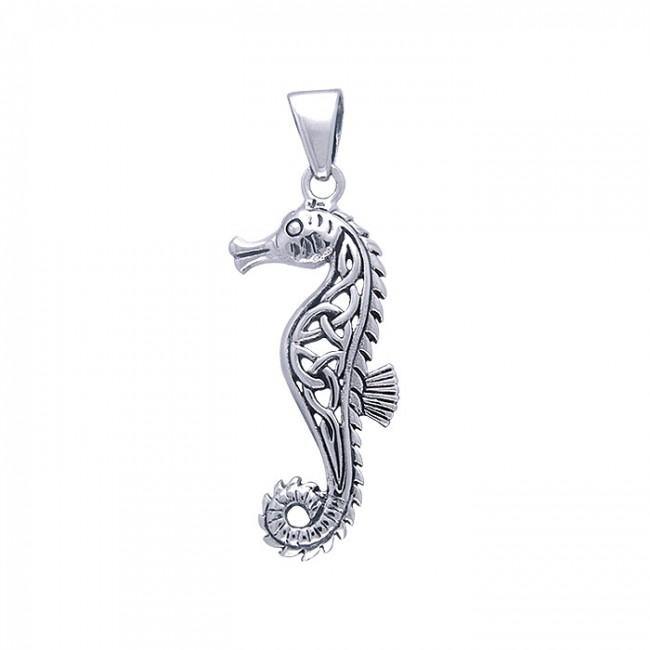 Celtic Seahorse Sterling Silver Pendant TPD055