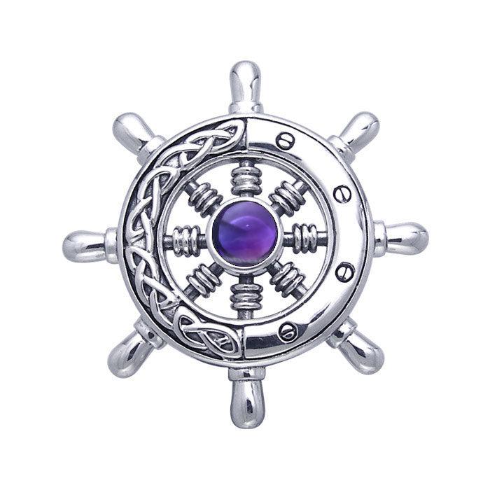 Large Celtic Ship Wheel Sterling Silver Pendant TPD069
