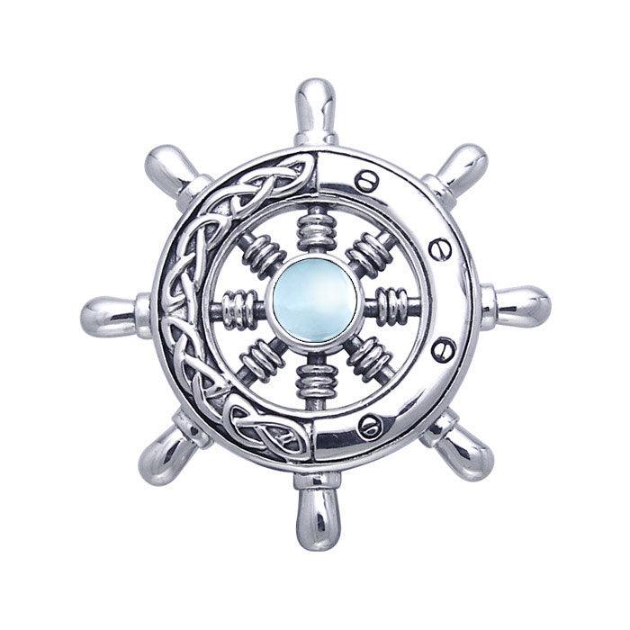 Large Celtic Ship Wheel Sterling Silver Pendant TPD069