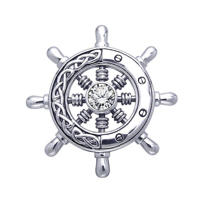 Large Celtic Ship Wheel Sterling Silver Pendant TPD069
