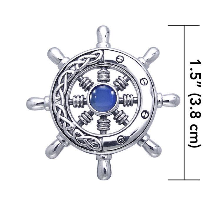 Large Celtic Ship Wheel Sterling Silver Pendant TPD069