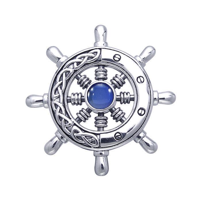 Large Celtic Ship Wheel Sterling Silver Pendant TPD069