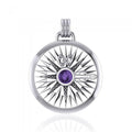 Lift up your head and be guided ~ Celtic Knotwork Compass Rose Sterling Silver Pendant with Gemstone TPD075