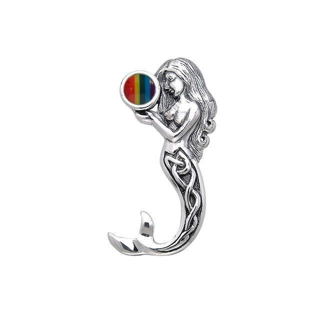 Gentle melody of the Celtic Mermaid Under the Sea ~ Sterling Silver Jewelry Pendant with Gemstone TPD080