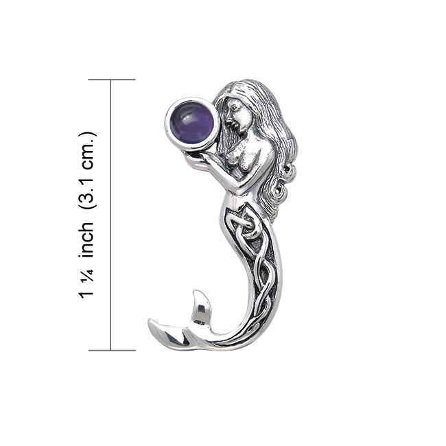 Gentle melody of the Celtic Mermaid Under the Sea ~ Sterling Silver Jewelry Pendant with Gemstone TPD080