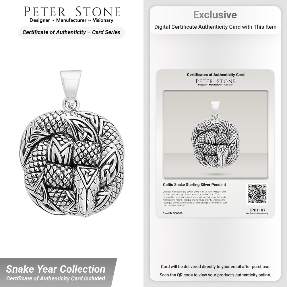 Celtic Snake Sterling Silver Pendant TPD1107