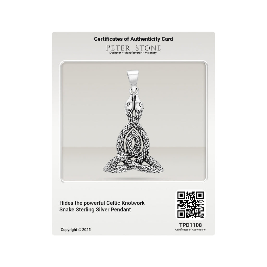 Hides the powerful Celtic Knotwork Snake Sterling Silver Pendant TPD1108