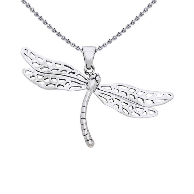 Colorful changes await ~ Large Dragonfly Sterling Silver Pendant TPD1153