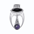 An elegant fusion of art ~ Sterling Silver Celtic Maori Pendant with Gemstone Centerpiece TPD1213