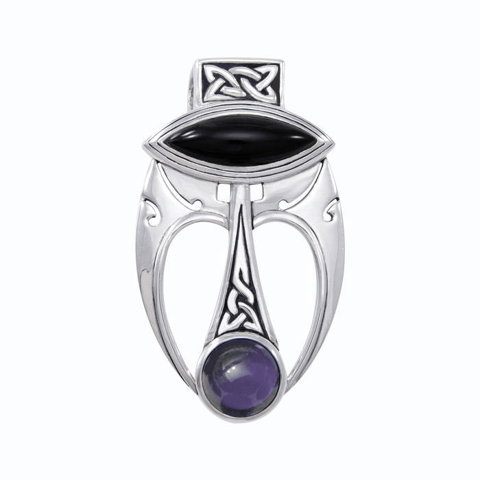 An elegant fusion of art ~ Sterling Silver Celtic Maori Pendant with Gemstone Centerpiece TPD1213