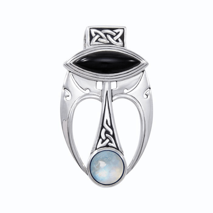 An elegant fusion of art ~ Sterling Silver Celtic Maori Pendant with Gemstone Centerpiece TPD1213 | Pendant | Wiccan Center