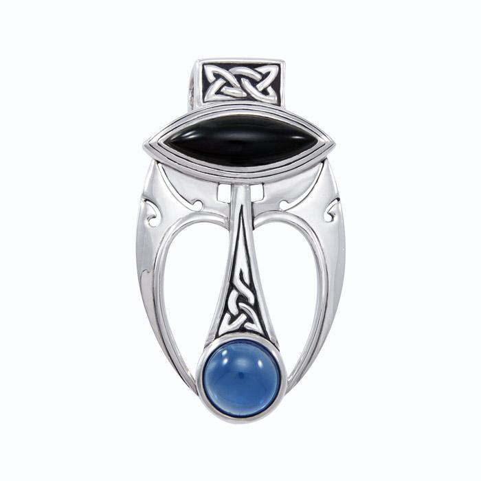 An elegant fusion of art ~ Sterling Silver Celtic Maori Pendant with Gemstone Centerpiece TPD1213 | Pendant | Wiccan Center